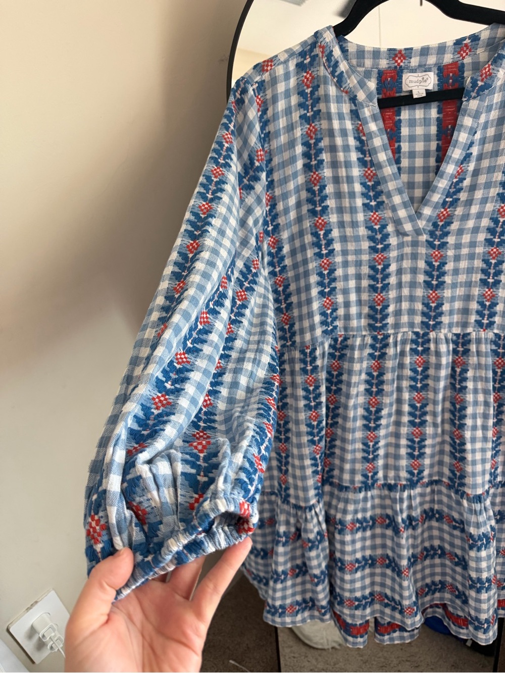 Mud Pie Blue and White Gingham Eliza Yarn Dye Dress - Picture 5 of 11